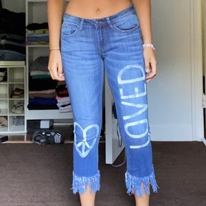 HI GORGEOUS “LOVED” Jeans with fringe